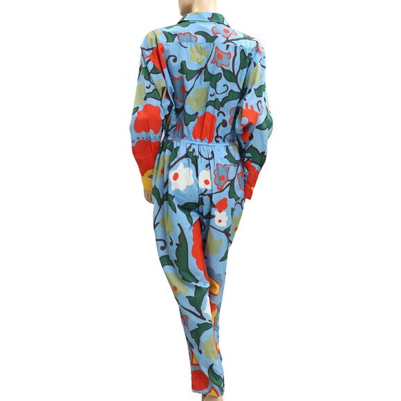Rhode Resort Tara Jumpsuit Rainbow Floral Printed Collared Cotton L NEW 281977 - Picture 3 of 7